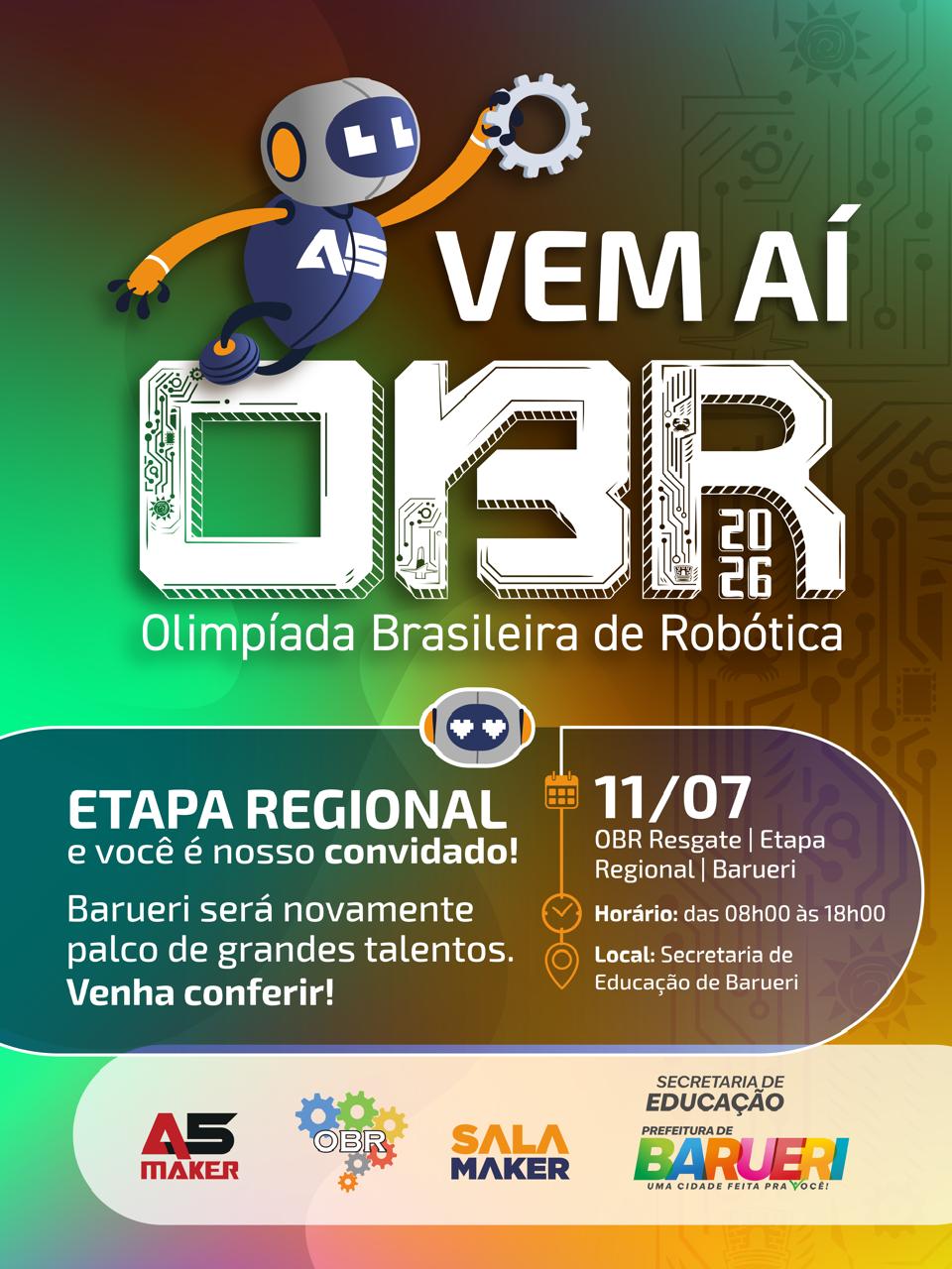 Barueri recebe Etapa Regional da OBR 2026 com mais de 300 estudantes no próximo sábado (11)